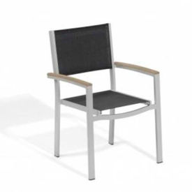 Travira Outdoor Armchair - Black Sling - Tekwood Vintage Armcaps (2 pk)