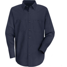 Men's Wrinkle-Resistant Cotton Work Shirt Long Sleeve Regular-M Dark Navy