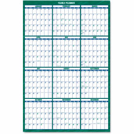 Vertical Erasable Wall Planner, 32 x 48, White/Green Sheets, Jan to Dec, 2025