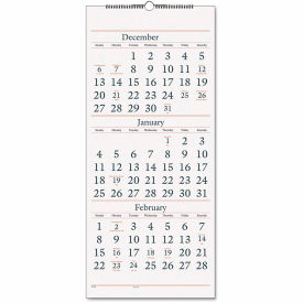 Three-Month Reference Wall Calendar, 12 x 27, 15-Month: Dec 2024 to Feb 2026