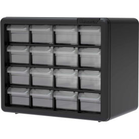 Plastic Drawer Parts Cabinet 10116 - 10-1/2"W x 6-3/8"D x 8-1/2"H, Black, 16 Drawers