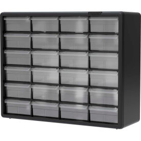 Plastic Drawer Parts Cabinet 10124 - 20"W x 6-3/8"D x 15-13/16"H, Black, 24 Drawers