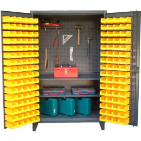 Strong Hold Upright Tool Storage Cabinet with 94 Bins 36"W x 24"D x 78"H