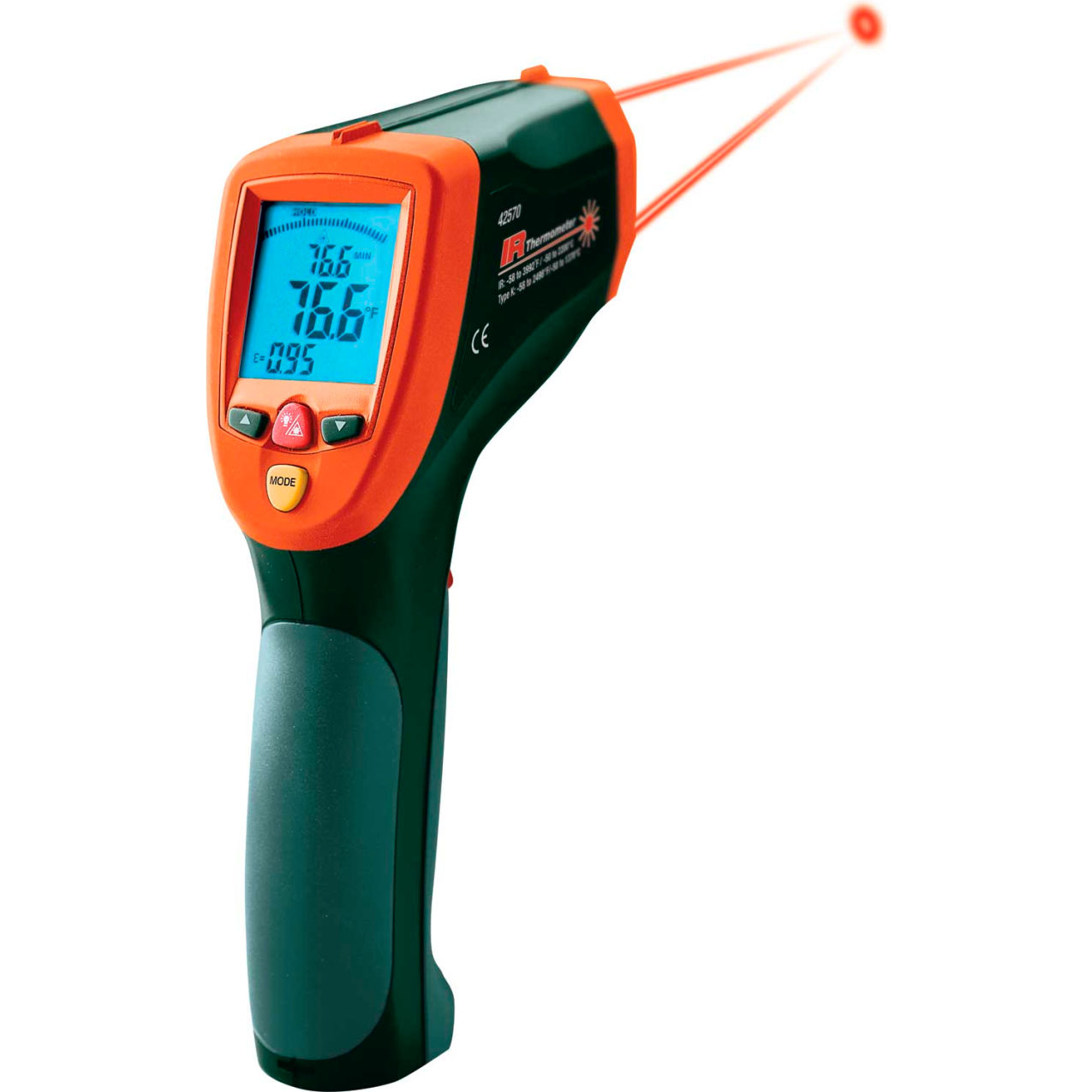 Dual Laser Infrared Thermometer, 1 Data Memory Recall Count, 0.36lbs.
