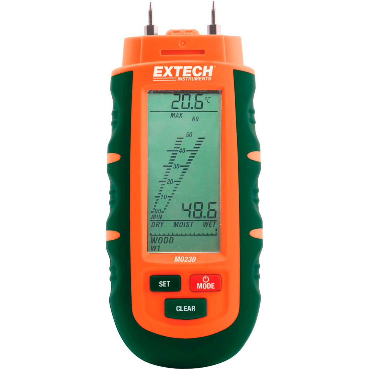 Pocket Moisture Meter, Replaceable Sensor Tips, 0.3"L