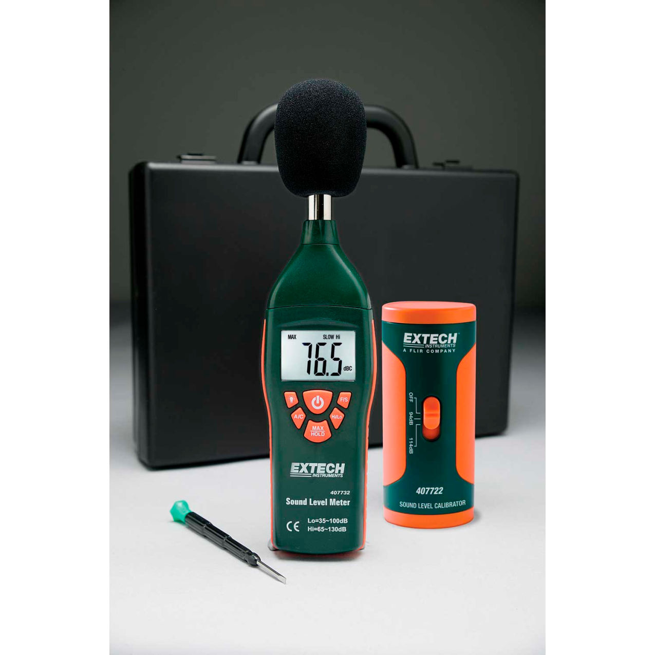 Low/High Range Sound Level Meter Kit, Plastic, 9V battery, NIST Certified
