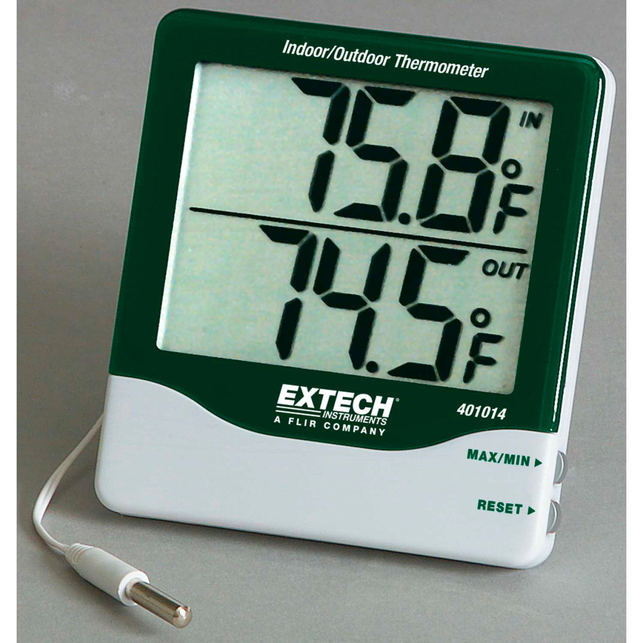 Big Digit Indoor/Outdoor Thermometer, Green/Silver