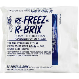 Re-Freez-R-Brix™ Cold Bricks, 7.5 Oz., 4-1/2"L x 4"W x 3/4"H, White/Blue, 42/Pack