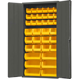 Welded Bin Cabinet 3602-BLP-36-95 - 36" Flush Door 36 Yellow Bins