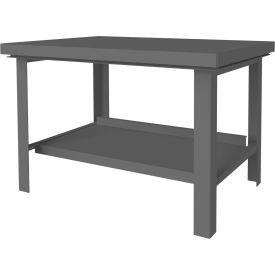 Standard Workbench W/ Shelf & Steel Square Edge, 48"W x 36"D, Gray