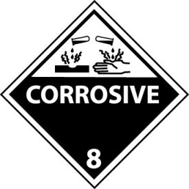 Dot Corrosive 8 Placard Sign, Pressure Sensitive Vinyl