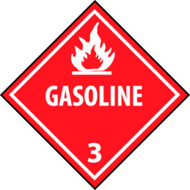 Dot Gasoline Placard Sign, Pressure Sensitive Vinyl