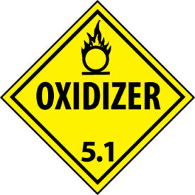 Dot Oxidizer 5.1 Placard Sign, Pressure Sensitive Vinyl