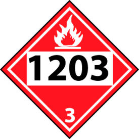 Dot Four Digit 1203 Placard Sign, Pressure Sensitive Vinyl
