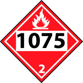 Dot Four Digit 1075 2 Placard Sign, Rigid Plastic