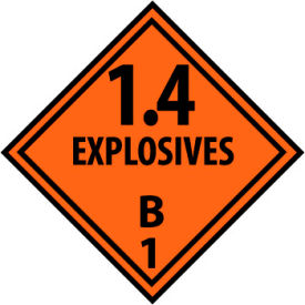 Dot Explosives B1 Placard Sign, Pressure Sensitive Vinyl
