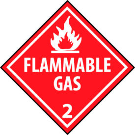 Dot Flammable Gas 2 Placard Sign, Pressure Sensitive Vinyl