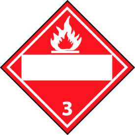 Dot Flammable 3 Blank Placard Sign, Rigid Plastic