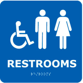 Graphic Braille Sign - Restrooms - Blue