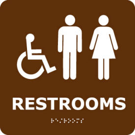 Graphic Braille Sign - Restrooms - Brown
