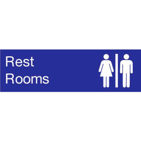 Engraved Sign - Rest Rooms - Blue