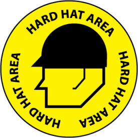 Walk On Floor Sign - Hard Hat Area