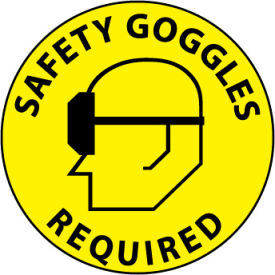 Walk On Floor Sign - Safety Goggles Required