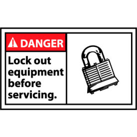 Graphic Machine Labels - Danger Lock Out Equipment Before Servicing