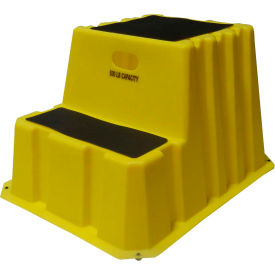 2 Step Nestable Plastic Step Stand - Yellow 25-3/4"W x 32-3/4"D x 20-1/2"H