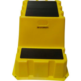 2 Step Tall Nestable Plastic Step Stand - Yellow 24-3/4"W x 33"D x 24"H