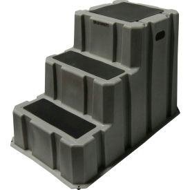3 Step Nestable Plastic Step Stand - Gray 25-3/4"W x 42"D x 29"H