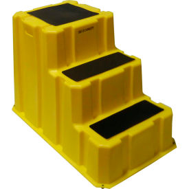 3 Step Nestable Plastic Step Stand - Yellow 25-3/4"W x 42"D x 29"H
