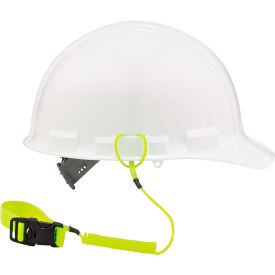 Squids 3157 Coil Hard Hat Lanyard with Buckle, Lime, 18"