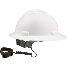 Squids 3157 Coil Hard Hat Lanyard with Buckle, Black, 18"
