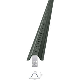 U-Channel Sign Post, 7'L, 1.12 lbs/ft, Green, Holes 30" Down Post