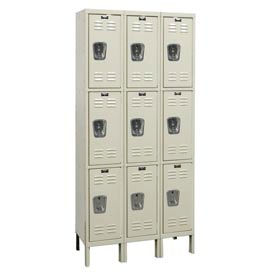Galvanite 3-Tier 9 Door Corrosion Resistant Locker, 36"Wx15"Dx78"H, Tan, Unassembled