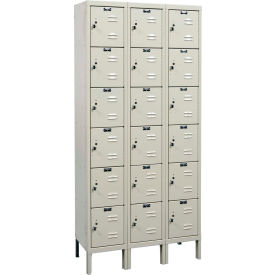 6-Tier 18 Door Corrosion Resistant Locker, 36"W x 15"D x 78"H, Tan, Unassembled