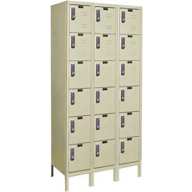 Six Tier 18 Door Electronic Access Locker, 12"Wx15"Dx12"H, Tan, Unassembled