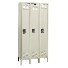 1-Tier 3 Door Corrosion Resistant Locker, 36"W x 18"D x 78"H, Tan, Assembled