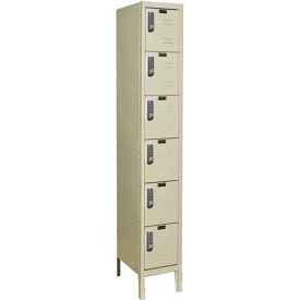 Six Tier 6 Door Electronic Access Locker, 12"Wx18"Dx12"H, Tan, Unassembled