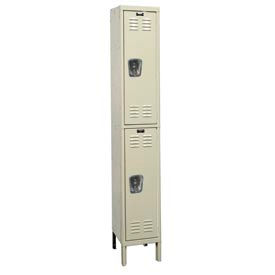 2-Tier 2 Door Corrosion Resistant Locker, 12"W x 15"D x 78"H, Tan, Assembled
