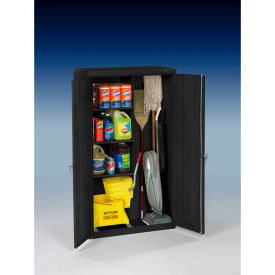 Janitorial Cabinet, 36"W x 18"D x 64"H, All-Welded, Black
