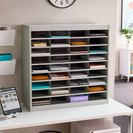36 Compartment Steel Literature Organizer - Gray