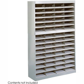 60 Compartment Steel Literature Organizer - Gray
