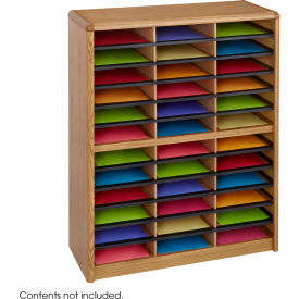 36 Compartment Economy Literature Organizer - Medium Oak