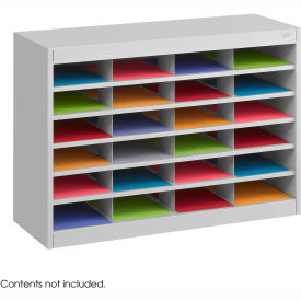 24 Compartment Steel Literature Organizer - Gray
