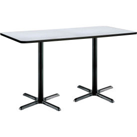Bar Height Restaurant Table, 72"L x 36"W, Gray Table/Black Base
