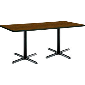 Restaurant Table, 72"L x 36"W, Walnut Table/Black Base