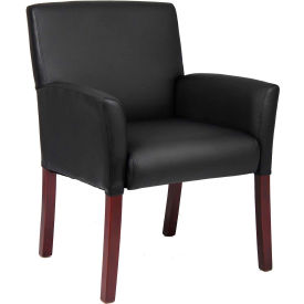 Reception Guest Chair with Arms - Vinyl - Black