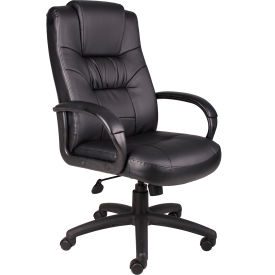 Executive Office Chair with Arms - Synthetic Leather - High Back - Black